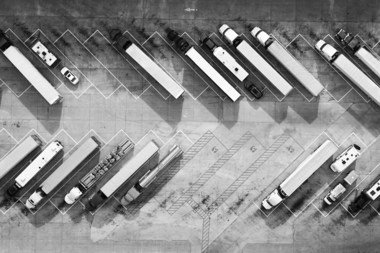 Trucks in a parking lot