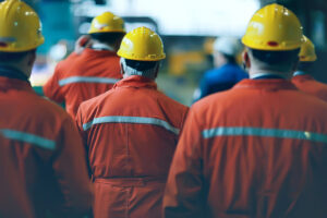 Hazardous workers in uniform