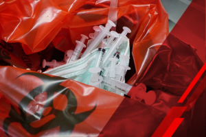 Syringes in red bag