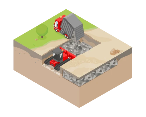 landfill illustration of a truck backing up