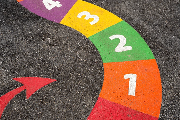 chalk four steps on pavement